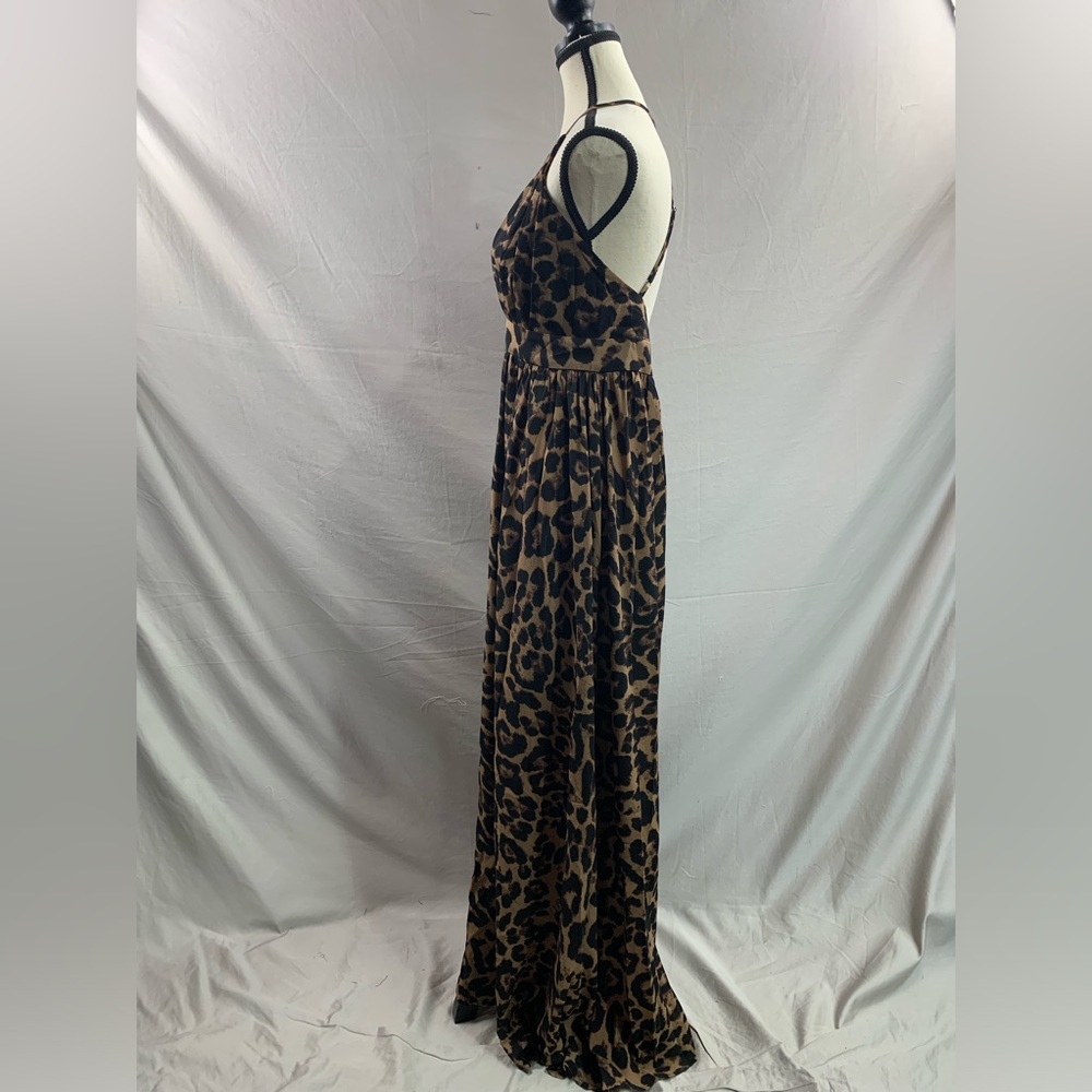 Plunging Neck Crisscross Open Back Leopard Dress - Picture 12 of 13